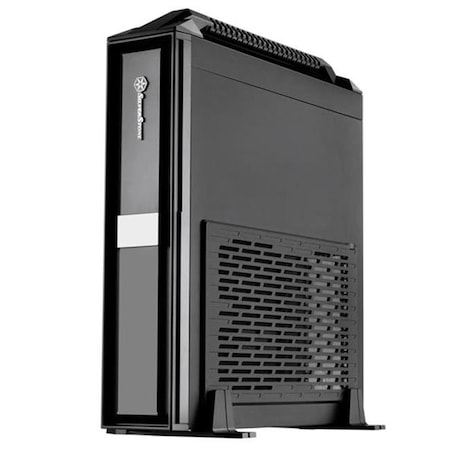 Silverstone Silver Stone Technologies ML08B-H Mini-ITX Slim Small Form Factor Computer Case with Handle - Black ML08B-H